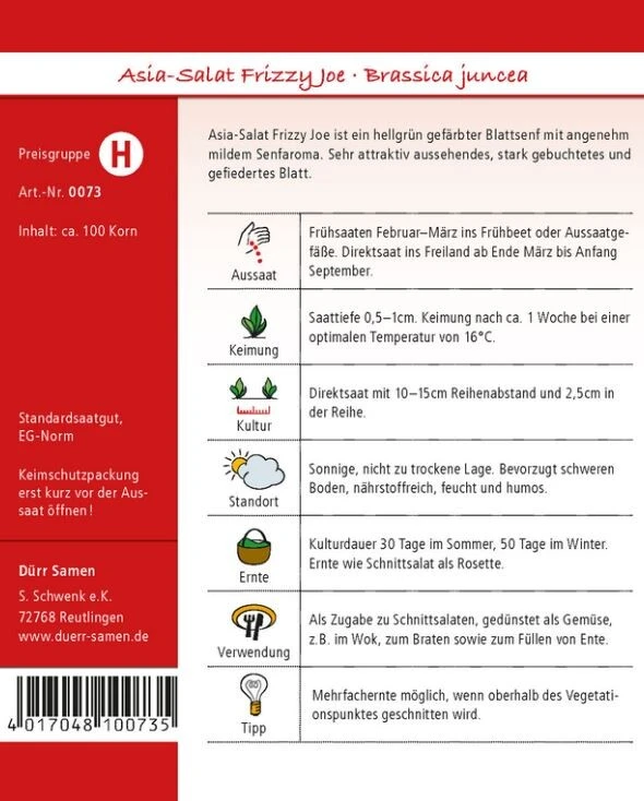 Asia-Salat Frizzy Joe, Hellgrün Gefärbter Blattsenf Mit Angenehm Mildem Senfaroma 4 Asia-Salat Frizzy Joe, Hellgrün Gefärbter Blattsenf Mit Angenehm Mildem Senfaroma – Bild 2
