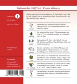 Balkonerbse Half Pint (Erbsensamen), Sehr Hoher Ertrag An Voll Gefüllten Hülsen, Ideal Für Kübel