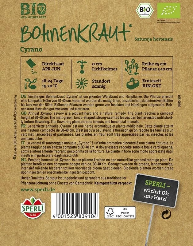 BIO Bohnenkraut Cyrano 3 BIO Bohnenkraut Cyrano