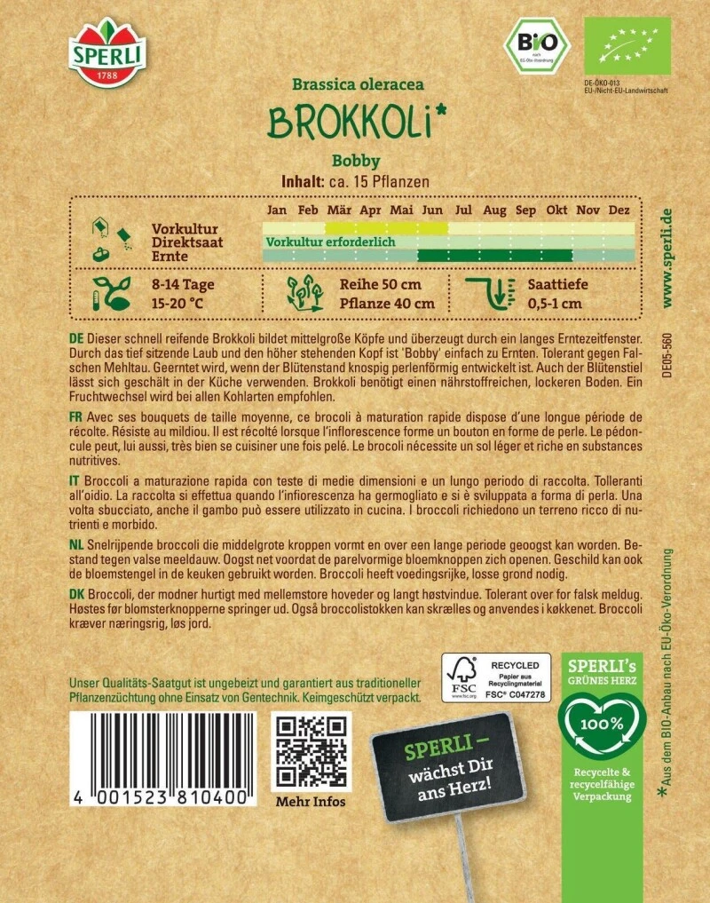 BIO Brokkoli Bobby, Tolerant, Frühe Sorte, Schnell Reifend, Leichte Ernte, Bio-Saatgut Von Sperli 4 BIO Brokkoli Bobby, Tolerant, Frühe Sorte, Schnell Reifend, Leichte Ernte, Bio-Saatgut Von Sperli – Bild 2