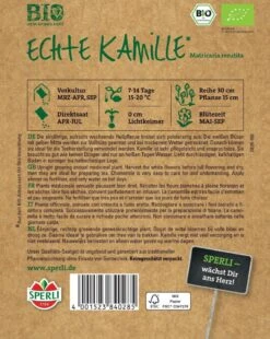 BIO Echte Kamille, Einjährige Aufrecht Wachsende Heilpflanze, Zur Teeherstellung, Sehr Pflegeleicht Und Anspruchslos