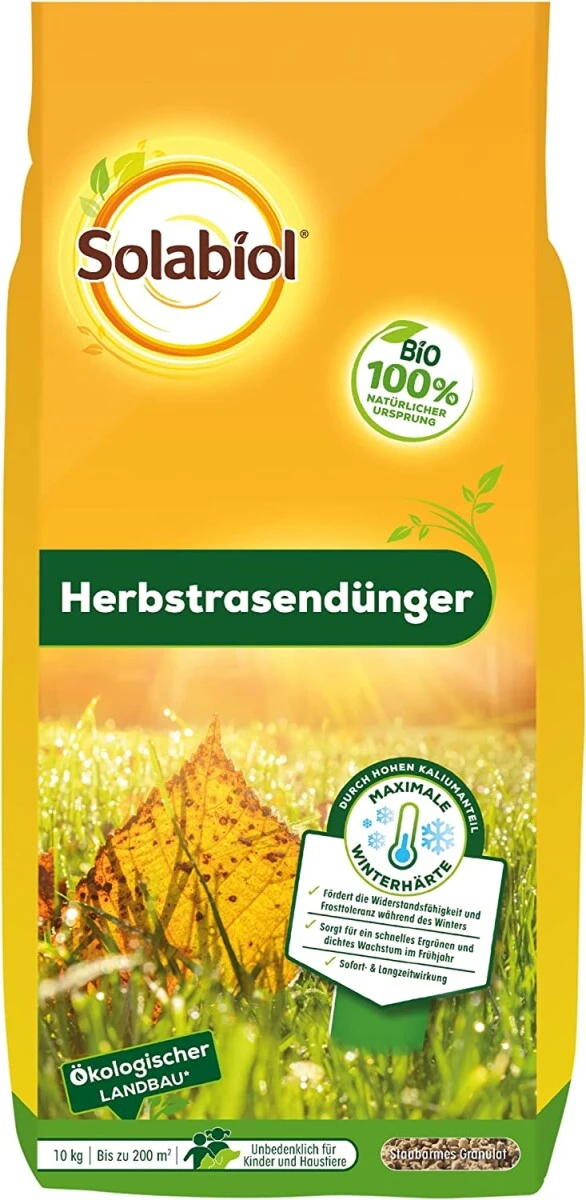 Solabiol Bio Herbstrasendünger, Spezial-Rasendünger, Für Maximale Winterhärte, 10 Kg 3 Solabiol Bio Herbstrasendünger, Spezial-Rasendünger, Für Maximale Winterhärte, 10 Kg