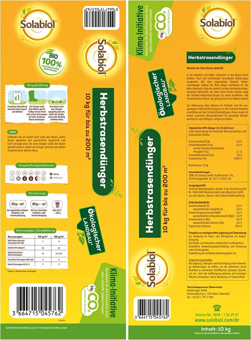 Solabiol Bio Herbstrasendünger, Spezial-Rasendünger, Für Maximale Winterhärte, 10 Kg 8 Solabiol Bio Herbstrasendünger, Spezial-Rasendünger, Für Maximale Winterhärte, 10 Kg – Bild 6