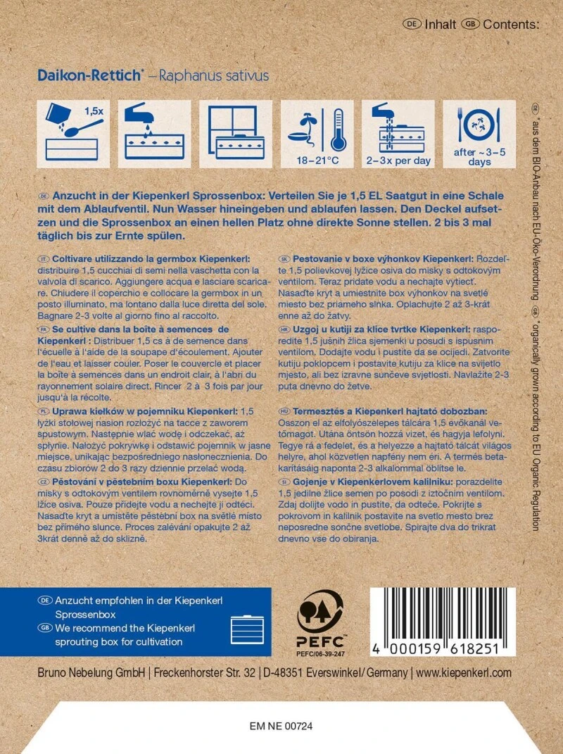 BIO Keimsprossen Daikon-Rettich 60g, Bio-Samen Zur Anzucht Von Keimsprossen 3 BIO Keimsprossen Daikon-Rettich 60g, Bio-Samen Zur Anzucht Von Keimsprossen