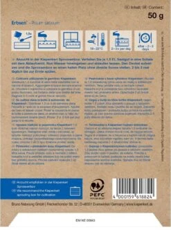 BIO Keimsprossen Erbsen, Inhalt: 50gr., Knackig-süßlicher Geschmack, Bio-Samen Zur Ganzjährigen Anzucht Von Keimsprossen