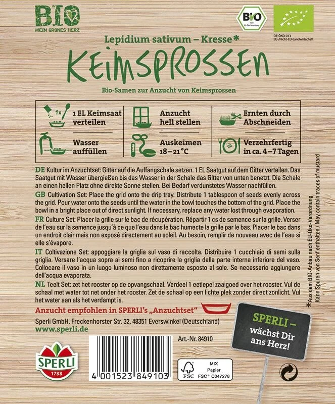 BIO Keimsprossen Kresse 40g, Lepidium Sativum 3 BIO Keimsprossen Kresse 40g, Lepidium Sativum