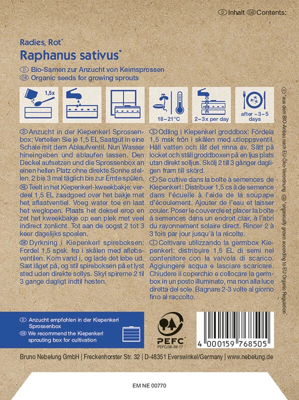 BIO Keimsprossen Radieschen Rot 30g 3 BIO Keimsprossen Radieschen Rot 30g