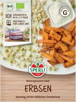 BIO Keimsprossen-Saat Erbsen, Inhalt: 50gr., Geschmack: Leicht Süßlich 6 BIO Keimsprossen-Saat Erbsen, Inhalt: 50gr., Geschmack: Leicht Süßlich -Krauter Samen Geschaft bio keimsprossen saat erbsen
