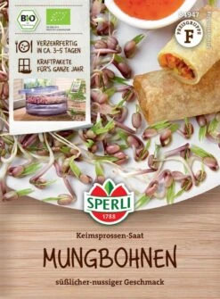 BIO Keimsprossen-Saat Mungbohnen, Inhalt: 30 Gr., Leicht Süßlich Bis Nussig, Eignen Sich Für Asiatische Gerichte