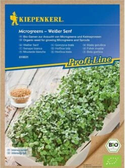 BIO Microgreens Weißer Senf, Inhalt: 50gr., Intensiv-scharfer Geschmack, Zur Ganzjährigen Anzucht Von Microgreens & Keimsprossen