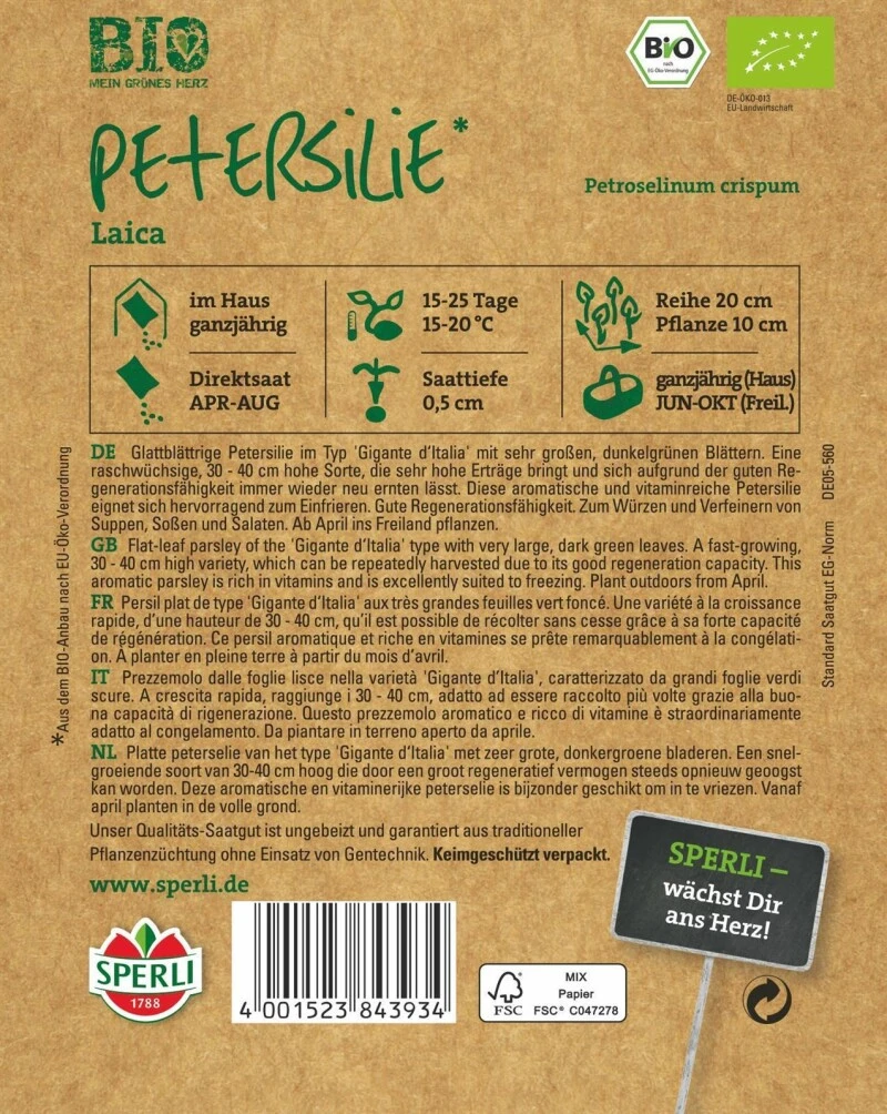 BIO Petersilie, Raschwüchsige Glattblättrige Sorte Mit Kräftigem Aroma, Bio-Saatgut 3 BIO Petersilie, Raschwüchsige Glattblättrige Sorte Mit Kräftigem Aroma, Bio-Saatgut