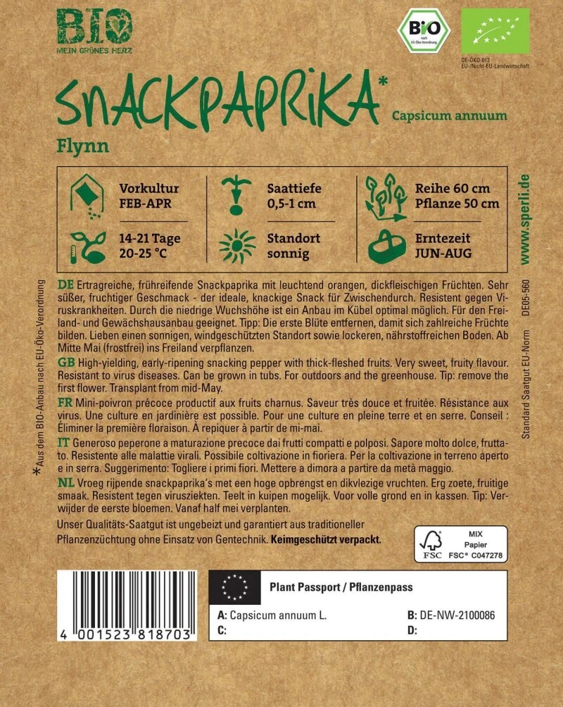 BIO Snackpaprika, Ertragreiche Frühreifende Snackpaprika, Resistent, Anbau Im Kübel Optimal Möglich 3 BIO Snackpaprika, Ertragreiche Frühreifende Snackpaprika, Resistent, Anbau Im Kübel Optimal Möglich