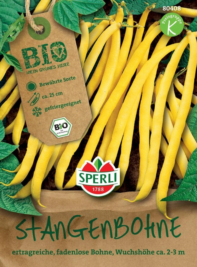 BIO Stangenbohne Gelb, Sehr Bewährte Ertragreiche Mittelspäte Stangenbohne, Gefriergeeignet 3 BIO Stangenbohne Gelb, Sehr Bewährte Ertragreiche Mittelspäte Stangenbohne, Gefriergeeignet