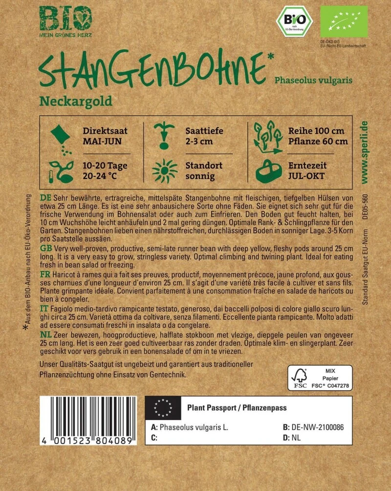 BIO Stangenbohne Gelb, Sehr Bewährte Ertragreiche Mittelspäte Stangenbohne, Gefriergeeignet 4 BIO Stangenbohne Gelb, Sehr Bewährte Ertragreiche Mittelspäte Stangenbohne, Gefriergeeignet – Bild 2