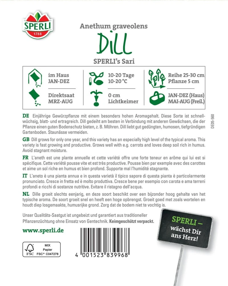 Dill SPERLI's Sari, Verfügt über Besonders Hohen Aromagehalt, Schnellwüchsig Und Ertragreich, Spitzenzüchtung 4 Dill SPERLI's Sari, Verfügt über Besonders Hohen Aromagehalt, Schnellwüchsig Und Ertragreich, Spitzenzüchtung – Bild 2