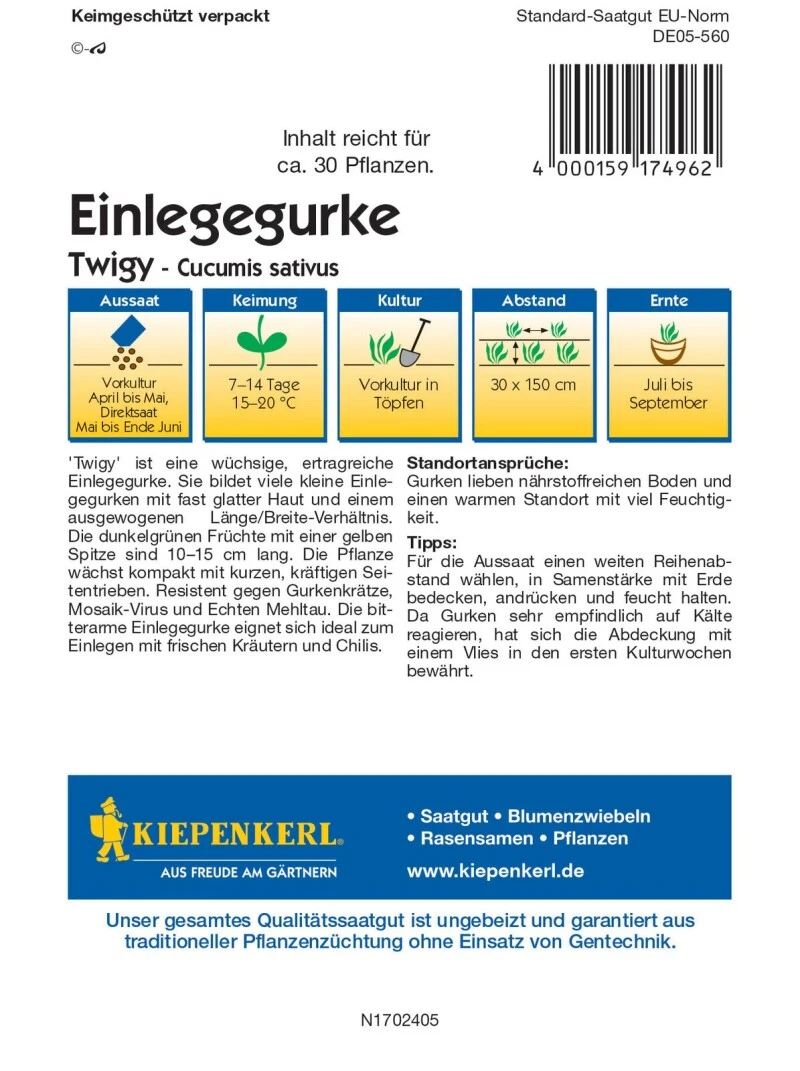 Einlegegurke Twigy, F1 Resistent Gegen Mehltau Und Gurkenkrätze 3 Einlegegurke Twigy, F1 Resistent Gegen Mehltau Und Gurkenkrätze