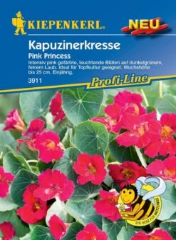 Kapuzinerkresse Pink Princess, Intensiv Pink Leuchtend, Ideal Für Töpfe Kübel Und Ampel, Essbar, Nahrungsquelle Für Nützlinge Und Insekten