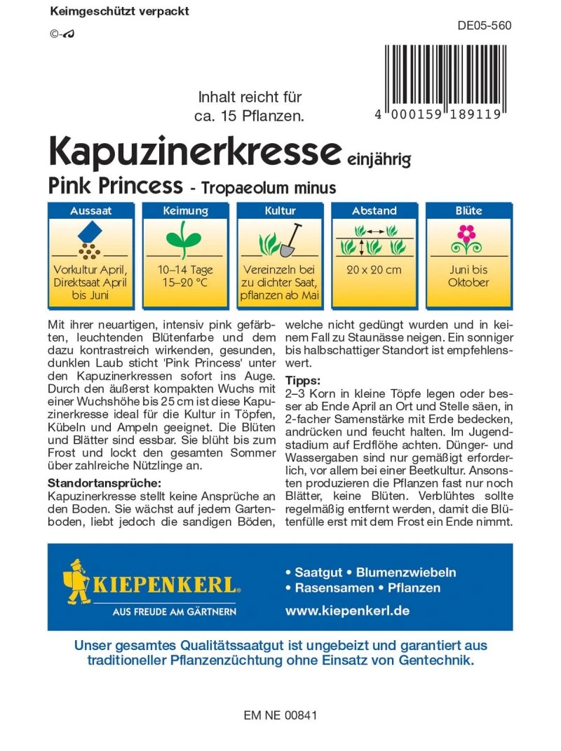 Kapuzinerkresse Pink Princess, Intensiv Pink Leuchtend, Ideal Für Töpfe Kübel Und Ampel, Essbar, Nahrungsquelle Für Nützlinge Und Insekten 5 Kapuzinerkresse Pink Princess, Intensiv Pink Leuchtend, Ideal Für Töpfe Kübel Und Ampel, Essbar, Nahrungsquelle Für Nützlinge Und Insekten – Bild 3
