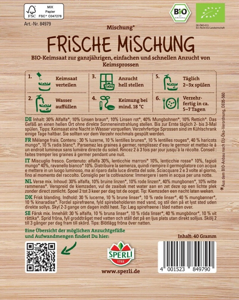 BIO Keimsprossen-Saat Frische Mischung, Geschmack: Mild-frisch, Inhalt: 40 Gramm 3 BIO Keimsprossen-Saat Frische Mischung, Geschmack: Mild-frisch, Inhalt: 40 Gramm