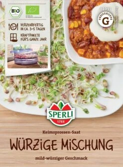 BIO Keimsprossen-Saat Würzige Mischung, Geschmack: Mild-würzig, (Mungbohnen, Rettich)
