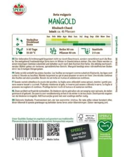 Mangold Rhubarb Chard, Frostbeständig, Gewächshaus & Freiland, Mehrfache Ernte, Saatgut Von Sperli