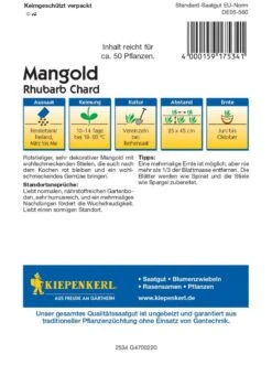 Mangold Rhubarb Chard, Sehr Dekorativ Mit Wohschmeckenden Stielen, Inhalt Für 50 Pflanzen