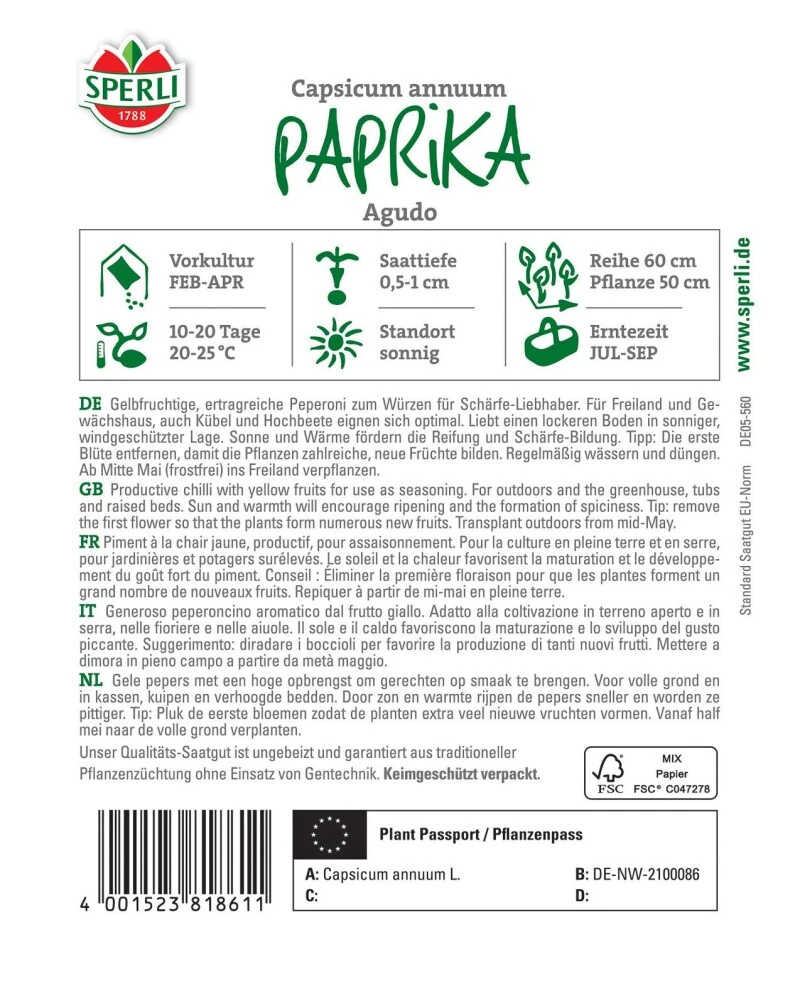 Paprika Agudo F1, Ertragreiche Peperoni Zum Würzen Für Schärfe-Liebhaber, Freiland Und Gewächshaus, Für Kübel Geeignet 3 Paprika Agudo F1, Ertragreiche Peperoni Zum Würzen Für Schärfe-Liebhaber, Freiland Und Gewächshaus, Für Kübel Geeignet
