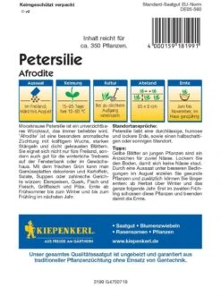 Petersilie Afrodite, Würzig & Aromatisch, Sehr Wüchsig, Ganzjährige Ernte Möglich