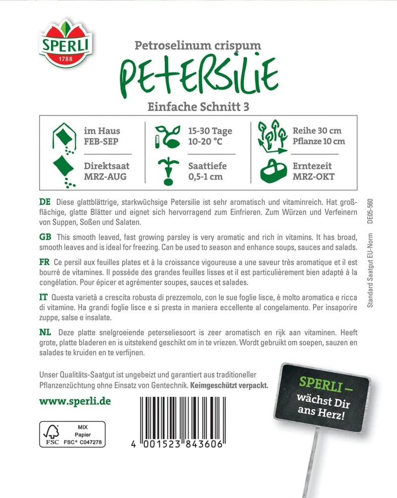 Petersilie Einfache Schnitt 3, Beliebte Glattblättrige Petersilie Mit Dem Kräftigen Aroma, Zur Anzucht In Schalen Und Töpfen 4 Petersilie Einfache Schnitt 3, Beliebte Glattblättrige Petersilie Mit Dem Kräftigen Aroma, Zur Anzucht In Schalen Und Töpfen – Bild 2