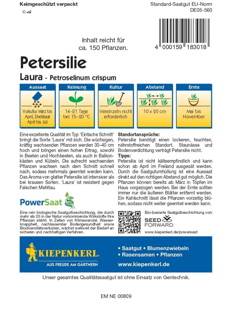 Profi-Line Petersilie Laura (PowerSaat), Aromatisch Und Ertragreich, Glatt, Freiland Und Topf 3 Profi-Line Petersilie Laura (PowerSaat), Aromatisch Und Ertragreich, Glatt, Freiland Und Topf
