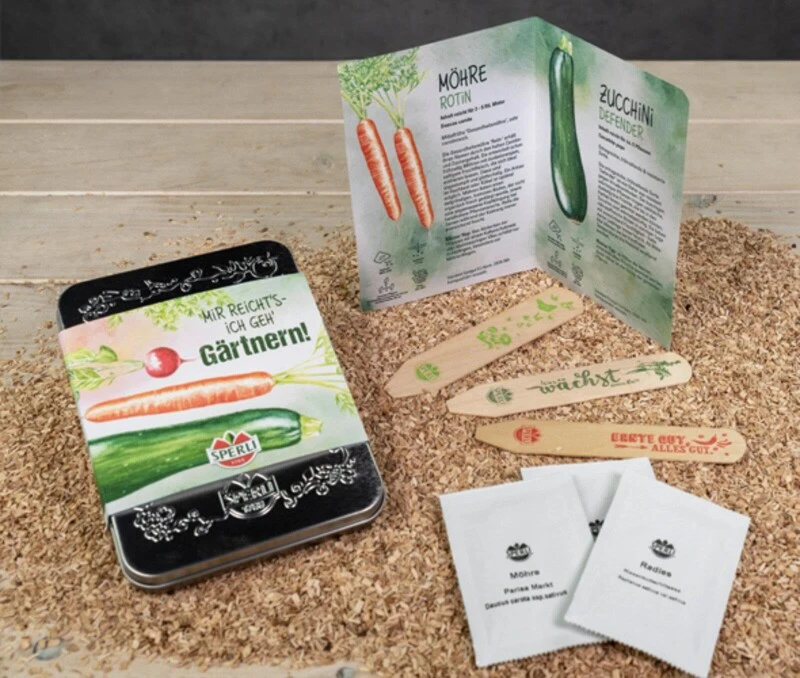Sperli Gemüse Anzuchtset Inkl. 3 Stecketiketten In Metallkiste, Möhre, Zucchini & Radieschen 3 Sperli Gemüse Anzuchtset Inkl. 3 Stecketiketten In Metallkiste, Möhre, Zucchini & Radieschen
