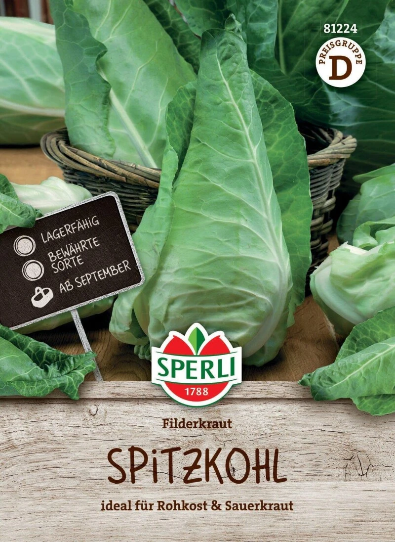 Spitzkohl / Weißkohl Filderkraut, Bewährte Sorte, Lagerfähig, Saatgut Von Sperli 3 Spitzkohl / Weißkohl Filderkraut, Bewährte Sorte, Lagerfähig, Saatgut Von Sperli