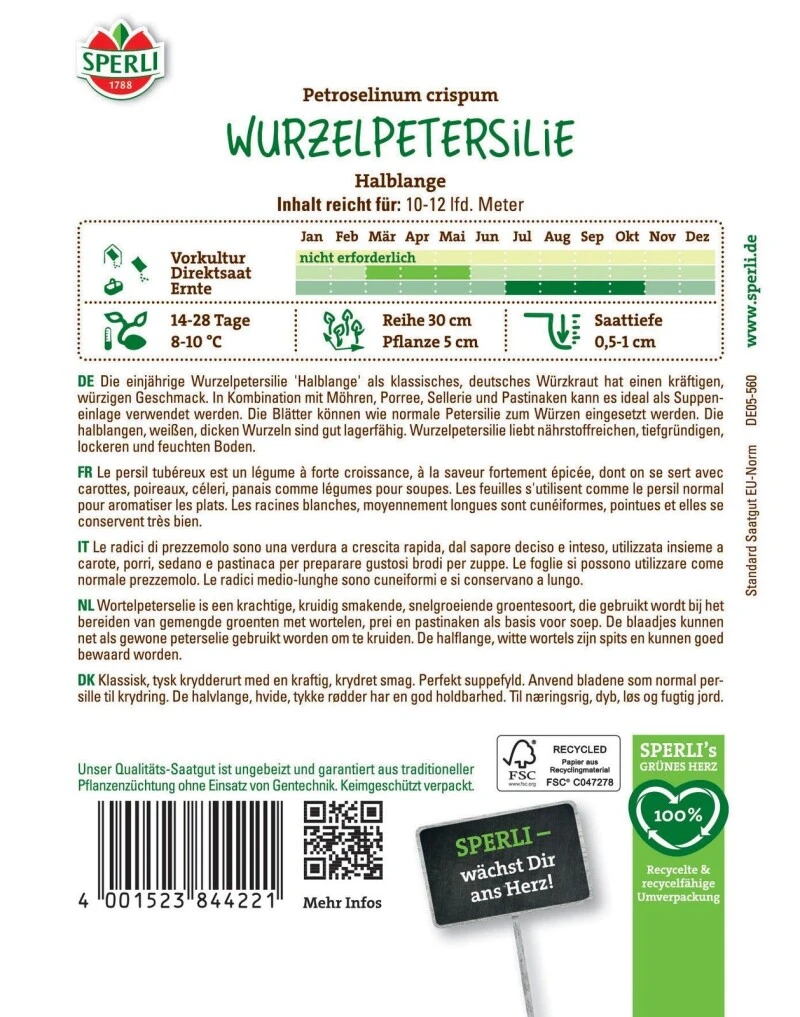 Wurzelpetersilie Halblange, Blätter Und Wurzel Vielseitig Verwendbar, Lagerfähig, Saatgut Von Sperli 3 Wurzelpetersilie Halblange, Blätter Und Wurzel Vielseitig Verwendbar, Lagerfähig, Saatgut Von Sperli